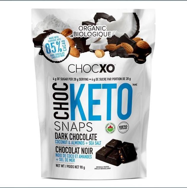 圖片 CHOCXO Keto 低糖低碳海鹽杏仁椰子片黑巧克力塊 (30小包)